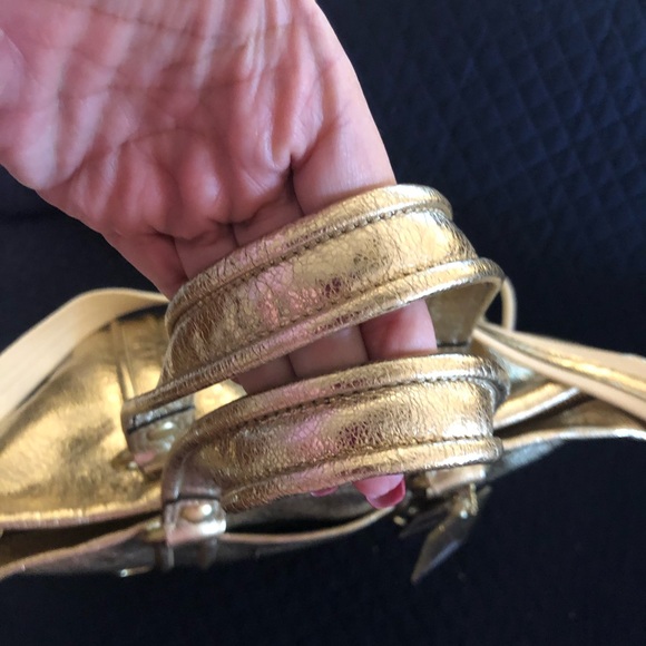 COACH Poppy Spotlight Gold Leather Purse/Shopper/Hobo - RARE - Picture 11 of 14